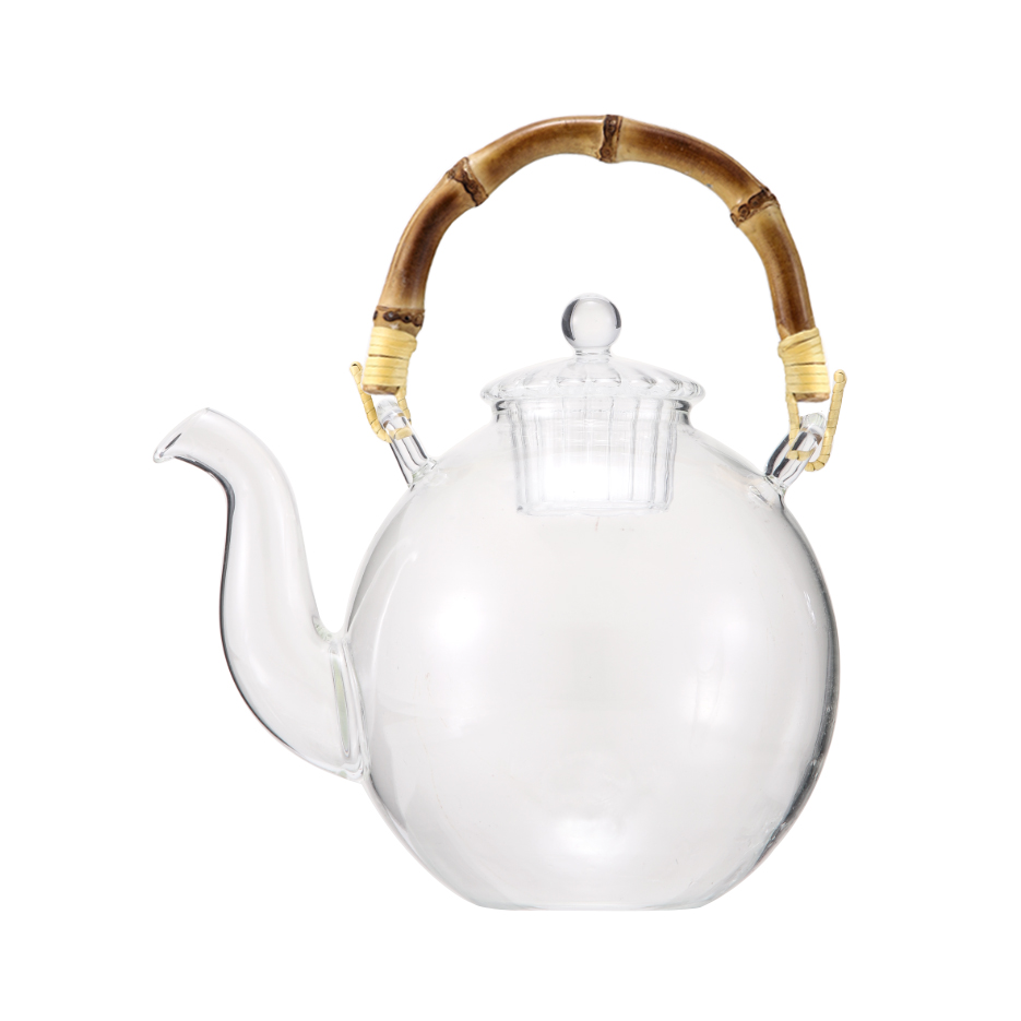 Glass Teapot Rural Style Bamboo Beam Hea