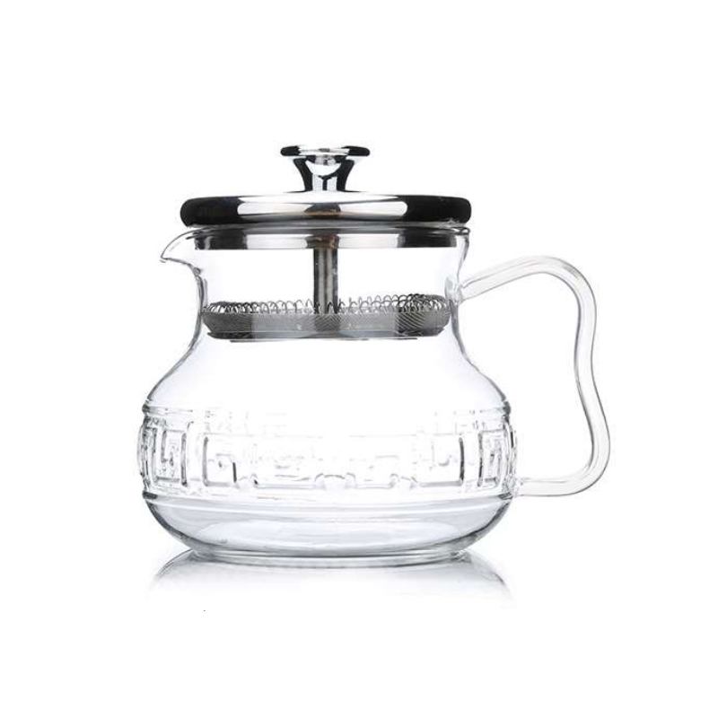 Stainless steel filter glass teapot, new